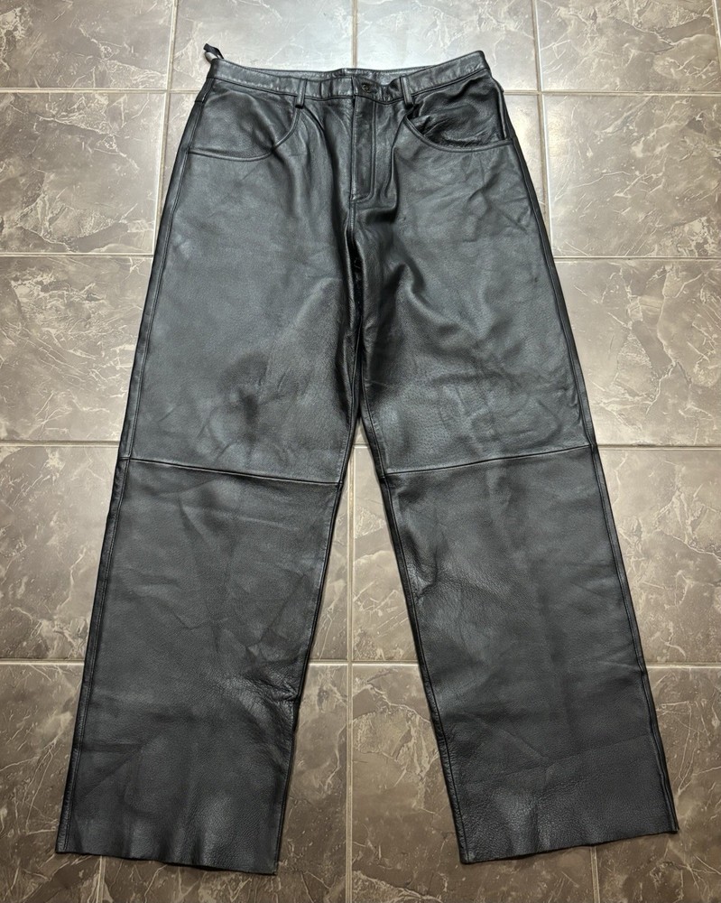 Vintage Max USA Black Leather Pants Men’s Size 36