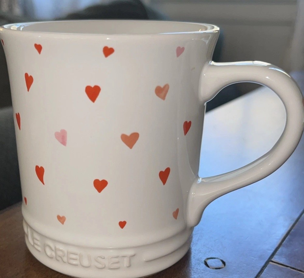 Le Creuset Coffee Mug L'OVEn - Hearts - 14 Fl Oz - White - New Love Cup