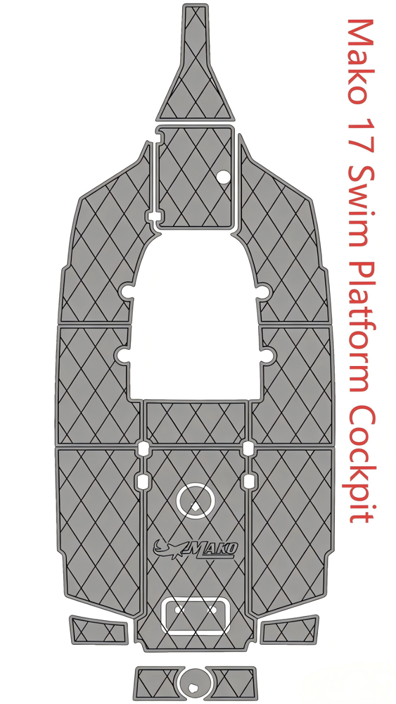 Mako 17 Swim Platform Cockpit Pad Boat EVA Foam Faux Teak Deck Floor Mat