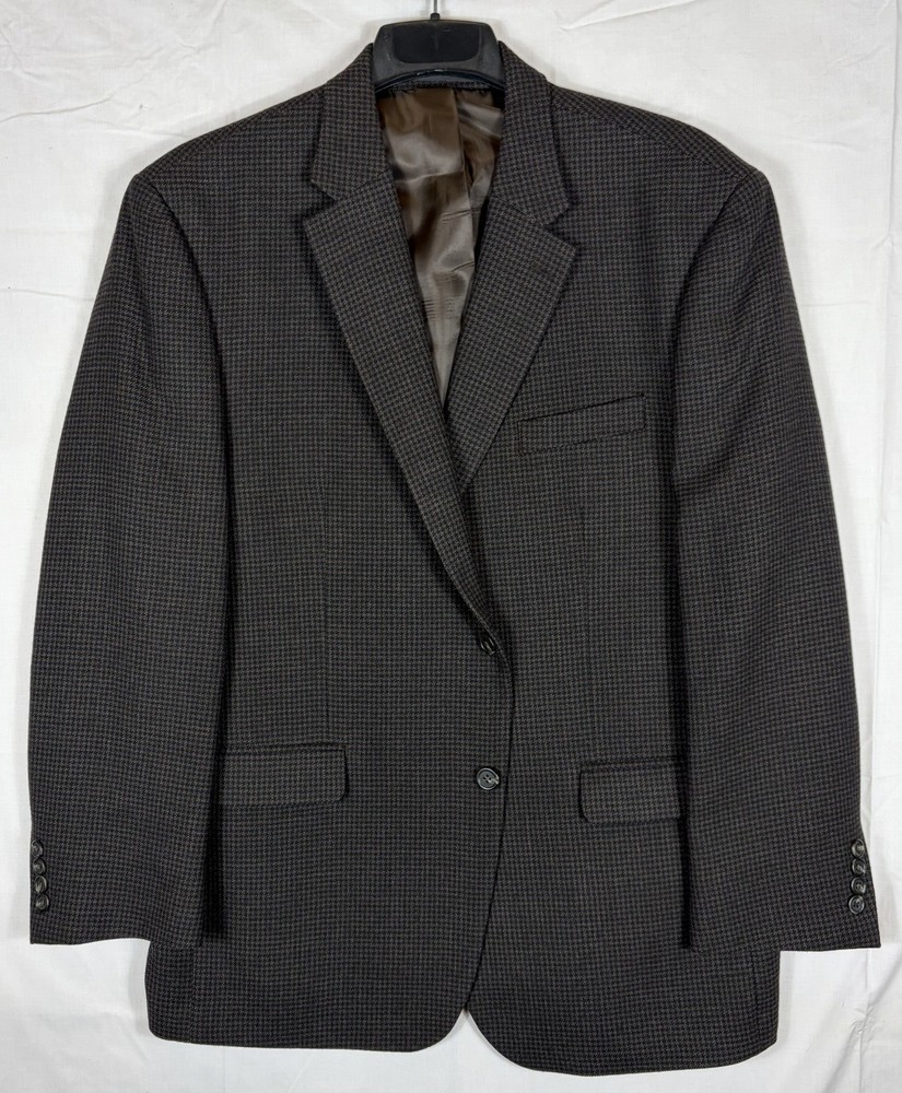 Lauren Ralph Lauren Wool Blazer Sports Coat Houndstooth Brown Black Men’s 46R
