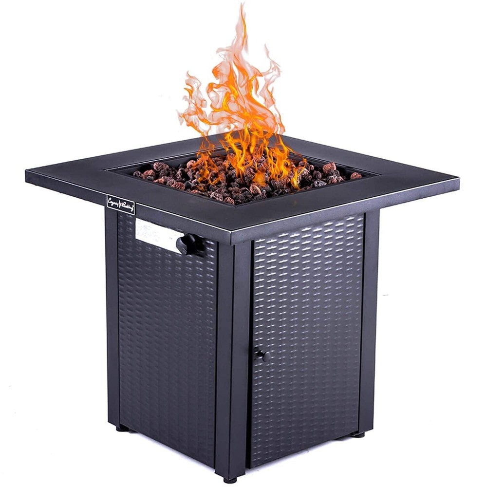 28in Outdoor Propane Fire Pit Table with Lid