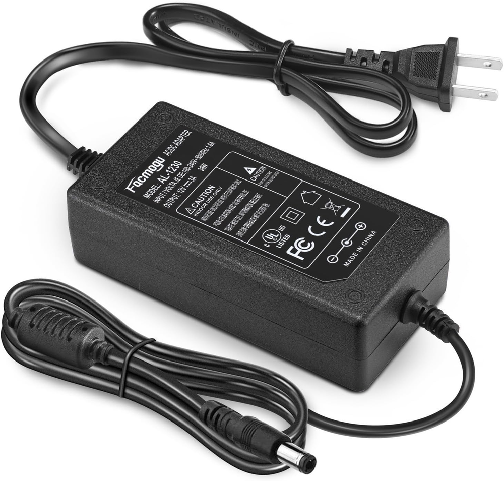 DC 12V 3A Power Adapter, 100-240V AC to DC 12V 3A 36W Power Suppy with Barrel Co
