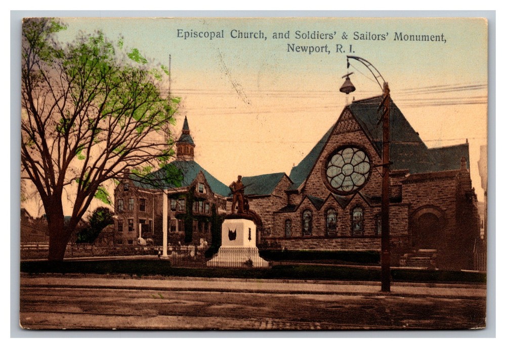 Newport RI Episcopal Church Soldiers' Monument Posted 1908 Divided Back Postcard