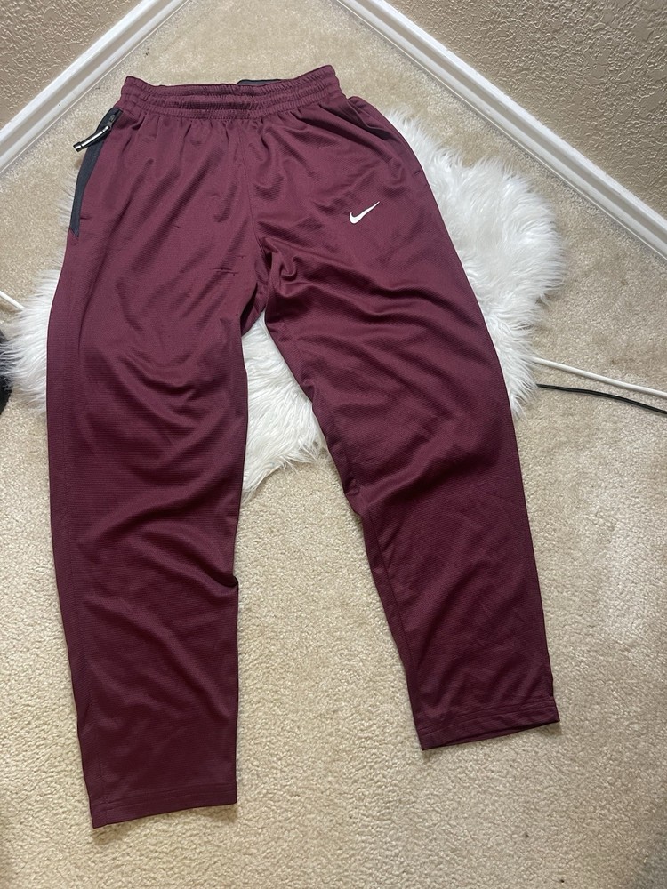 Nike Dri-FIT Pants Mens Medium M Maroon Athletic Training Jogger Sweatpants Gym