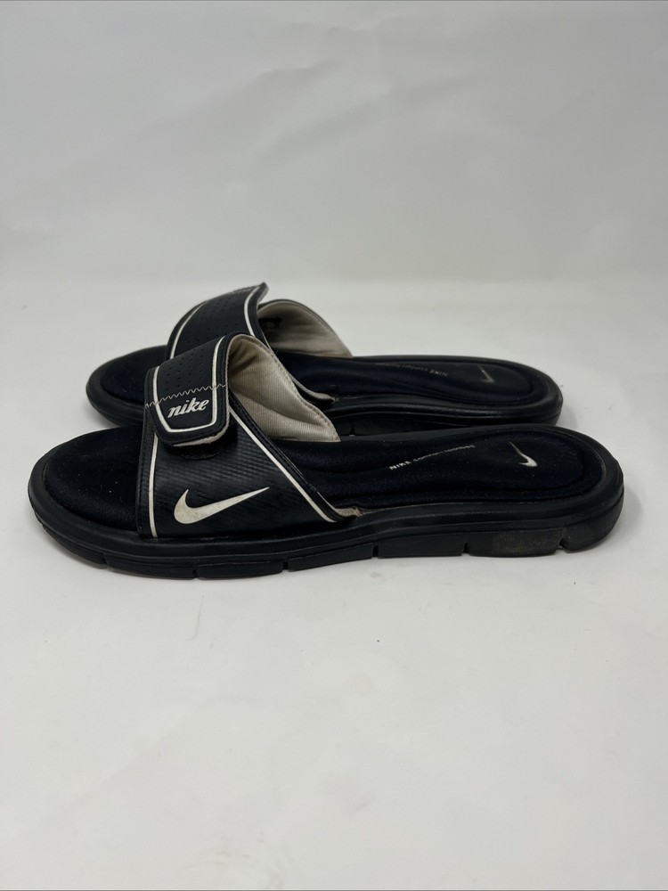 Nike Comfort Footbed Women's  Black White Slip On Slide Lightweight Sandals Sz 9