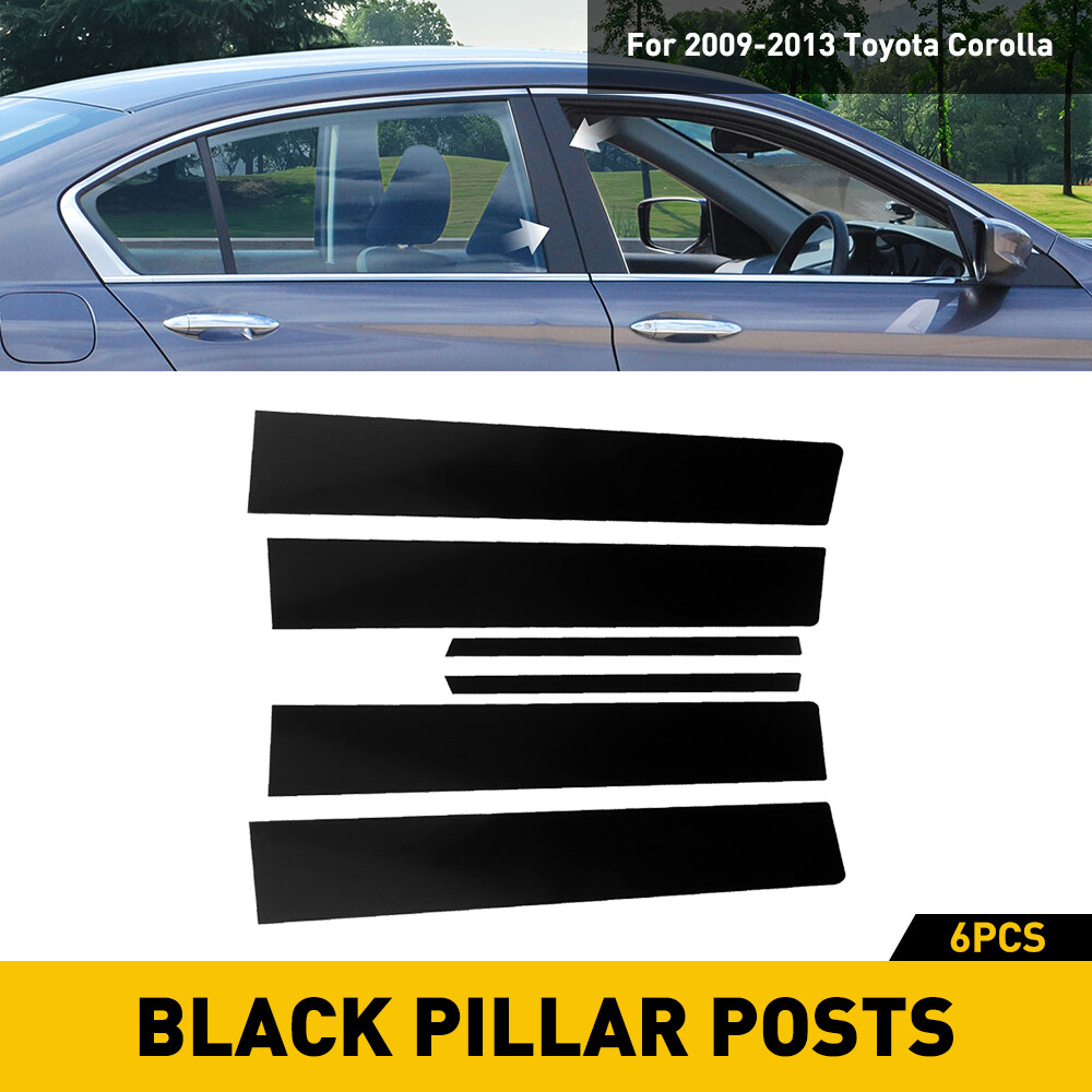 Gloss Black Pillar For Post 2009-2013 Toyota Corolla 6pcs Set Door Trim Cover 6X