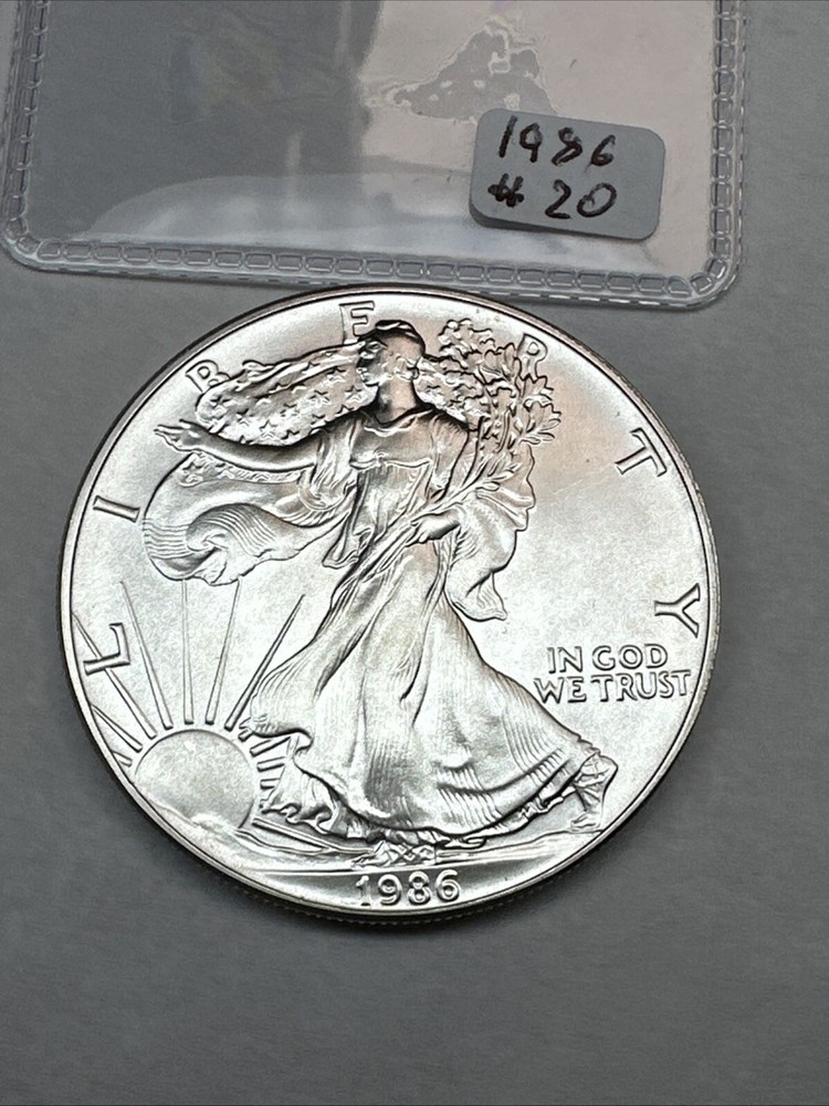 1986 Uncirculated Silver American Eagle 1oz 0.999 Fine Silver 20