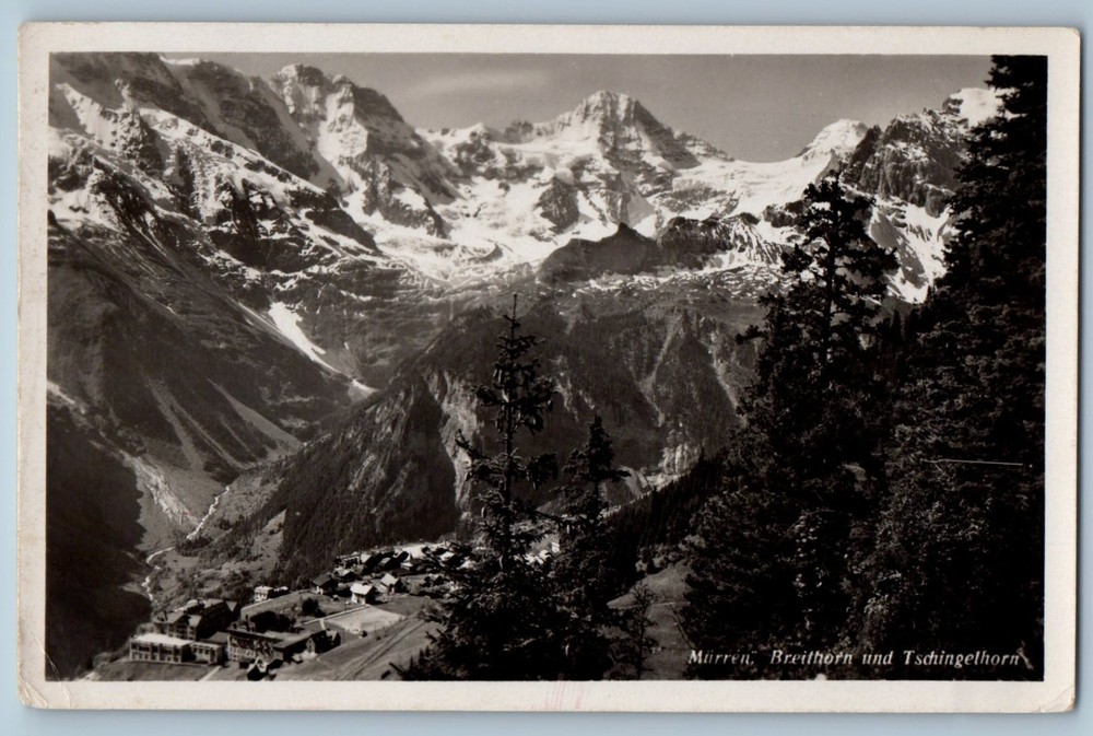 Switzerland Postcard Mürren Breithorn and Tschingelhorn 1935 RPPC Photo