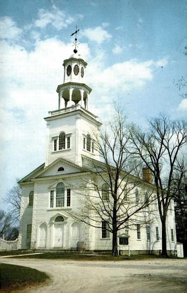 1950s Old First Church Bennington Vermont VT Colonial Architecture Chrome Postca