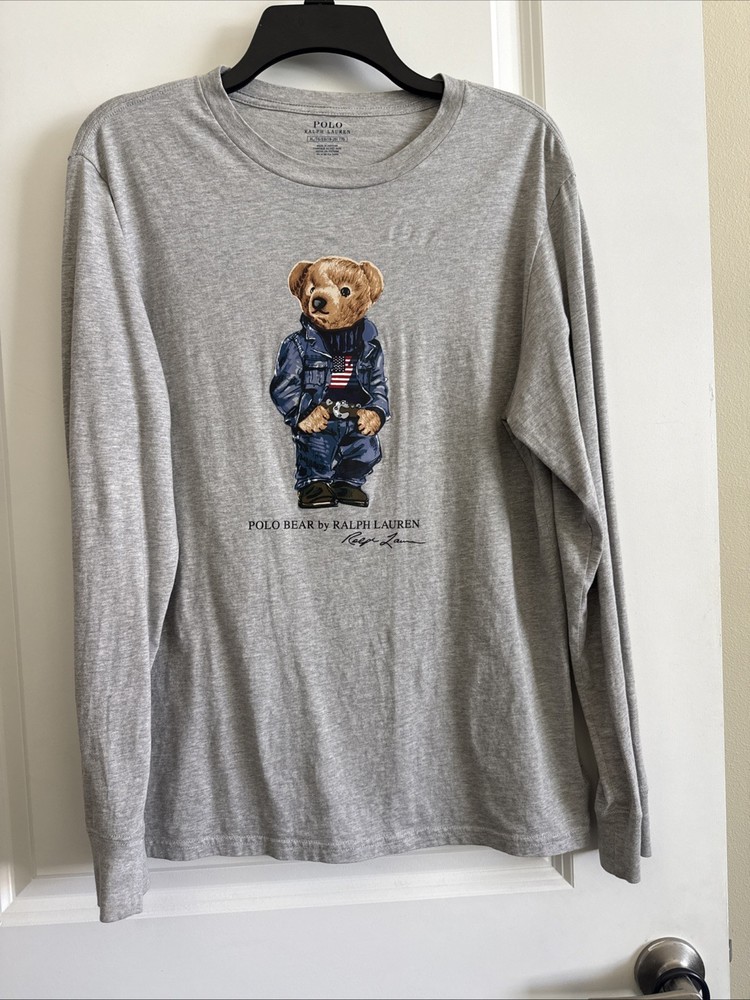 Polo Ralph Lauren Kids Preppy Polo Bear Shirt Size XL Grey