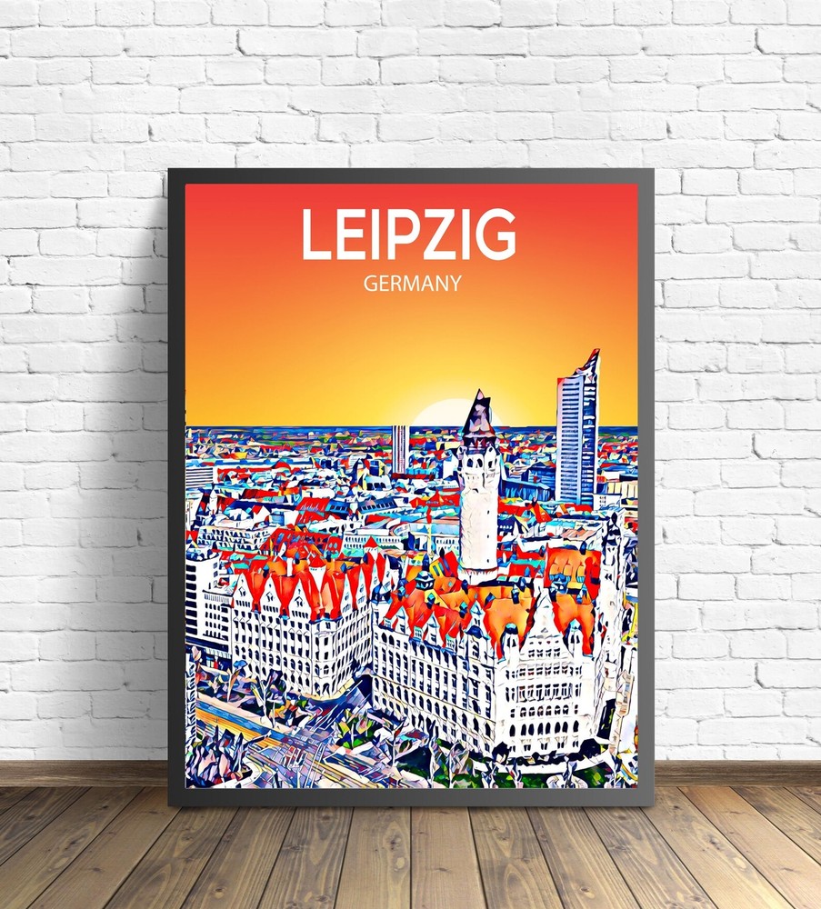 Leipzig Germany Art Poster Sunset Night Poster Art Print Leipzig City Modern