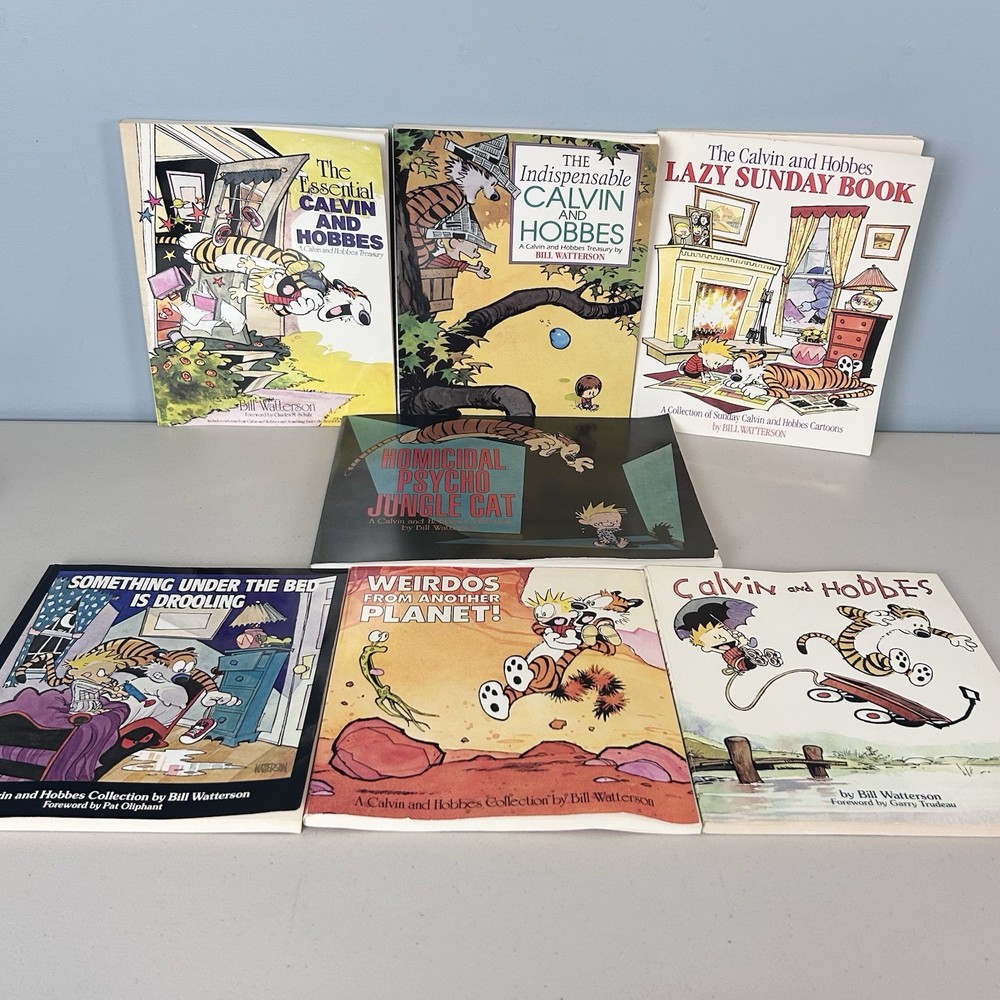 Lot of 7 Calvin & Hobbes by Bill Watterson Assorted Paperback Books- Good