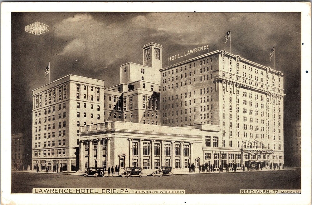 Erie PA-Pennsylvania, Lawrence Hotel, Outside, Vintage Postcard