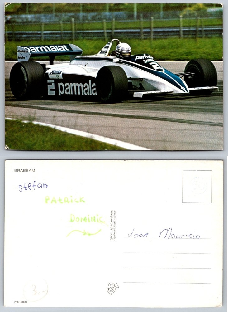 Vintage Brabham F1 Race Car Postcard - Parmalat Formula One Motorsport