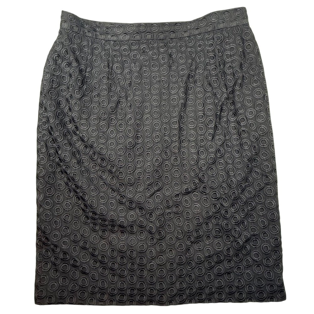 Zanella Betty Black 100% Silk Embroidered Circle Pencil Skirt Made in Italy 12