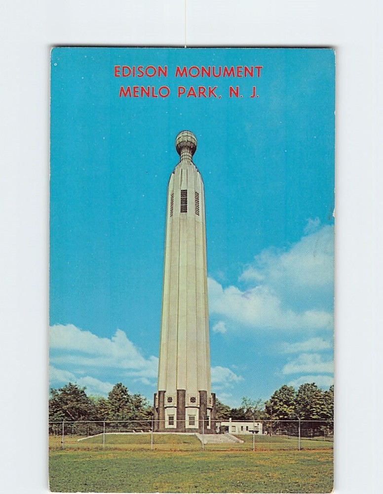 Postcard Edison Monument Menlo Park NJ USA