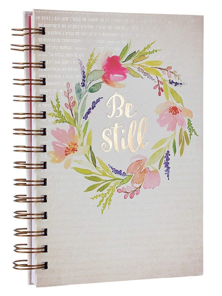 Christian Art Gifts Journal w/Scripture Be Still Watercolor Psalm 46:10 Bibl...