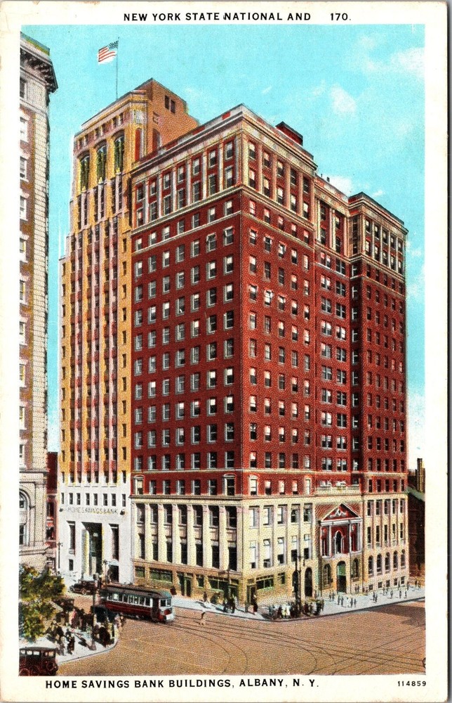 Albany NY-New York, Home Savings Bank Building, Vintage Postcard