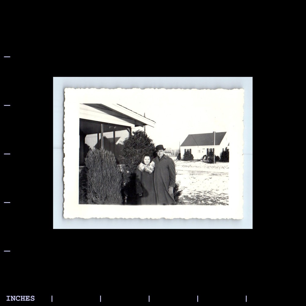 Old Vintage Photo MAN WOMAN SNOW WINTER SCENE 1942