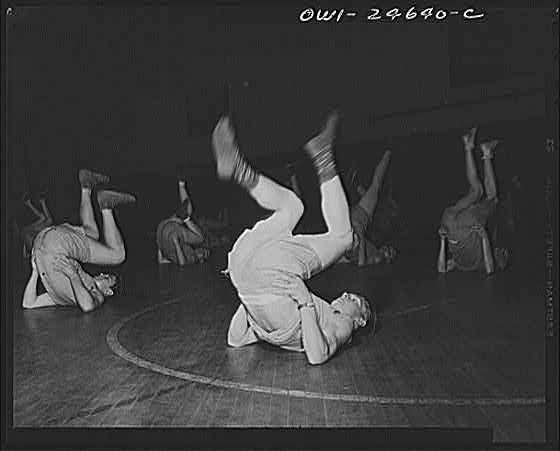 New York New York 1930s Benjamin Franklin High School Boys Gym Wrestling