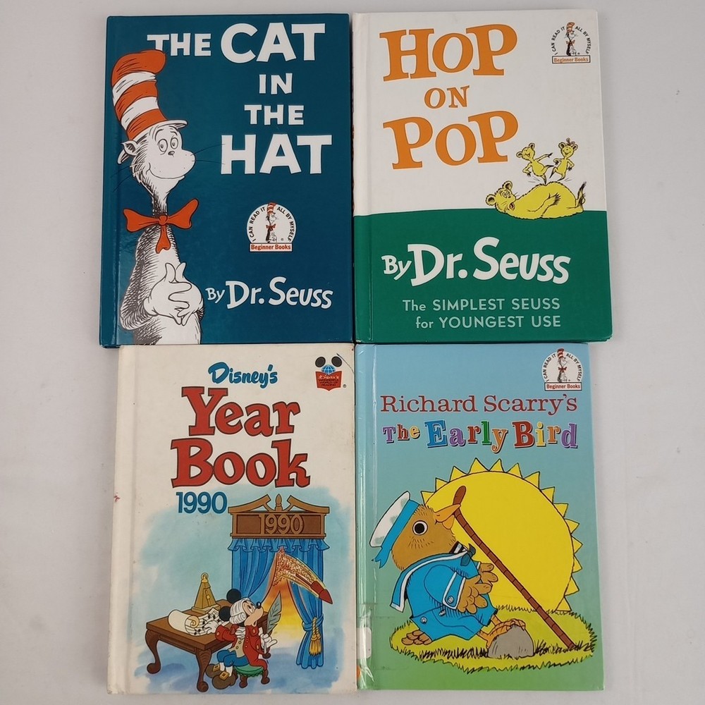 Children's Book Lot Of 4 Disney Year Book Hop On Pop Cat In Hat Early Bird Y2K