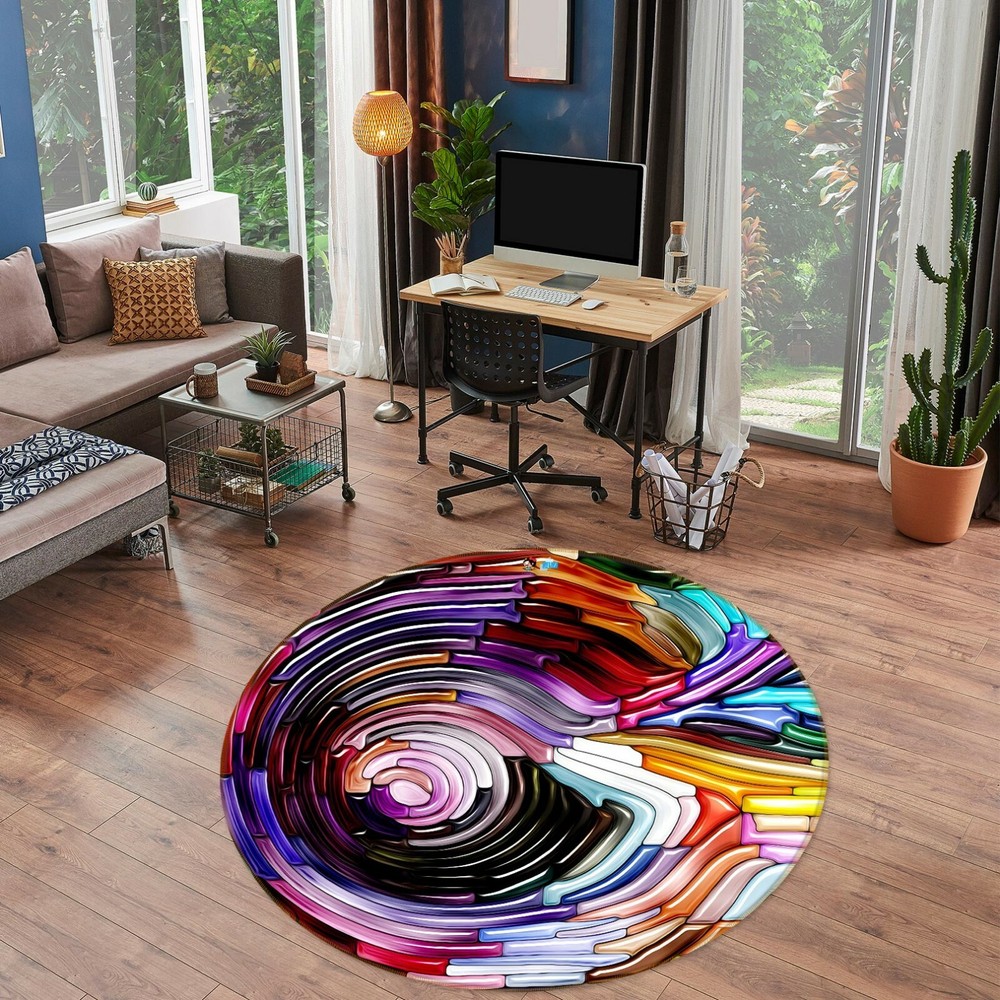 3D Color Texture Round NAO10497 Game Rug Mat Elegant Photo Carpet Mat Fay