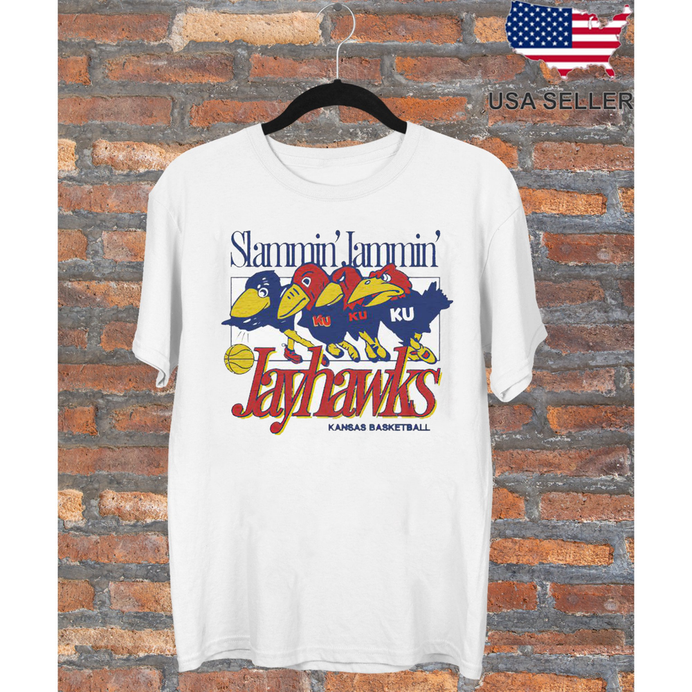 New! Kansas Jayhawks basketball Big Jay mascot vintage shirt JJ5733