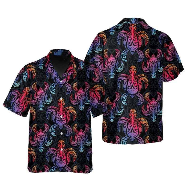 Mens Colorful Octopus Hawaiian Shirt Beach Ocean Aloha