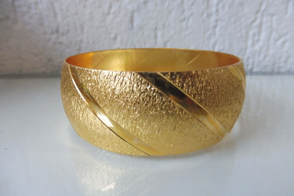 Elegant 18k Brazilian Gold Plated Wide Bracelet