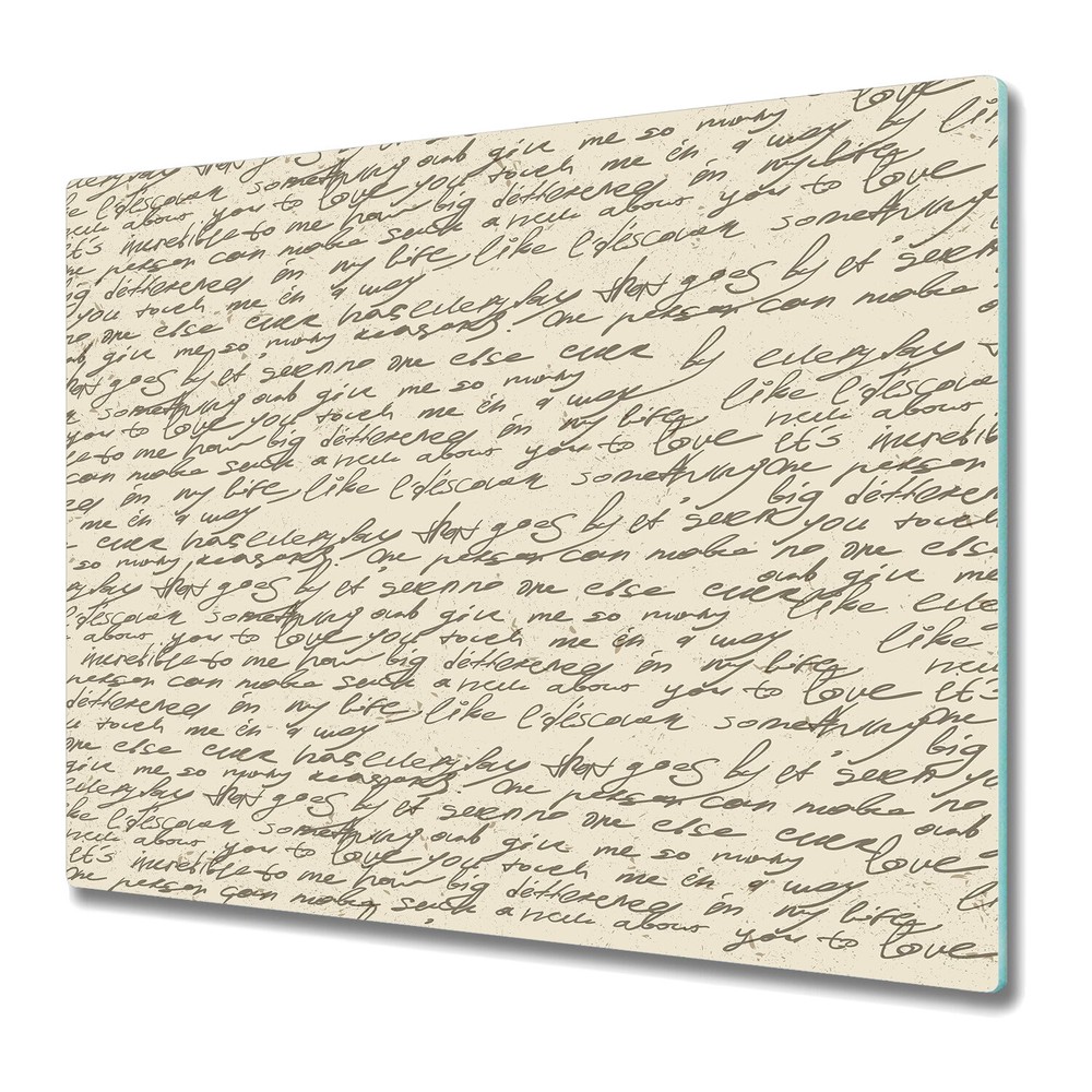 Glass Worktop Saver Kitchen Handwriting on old vintage paper black & gray 60x52