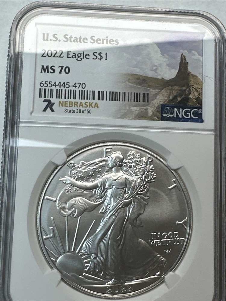 2022 T-2 Silver Eagle $1 NGC MS70 US State Series Nebraska State 38 Of 50