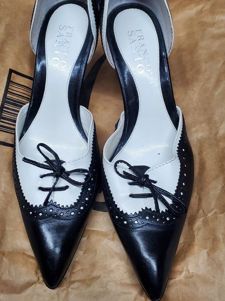 Franco Sarto Women’s White & Black Pumps Shoes 6 Medium
