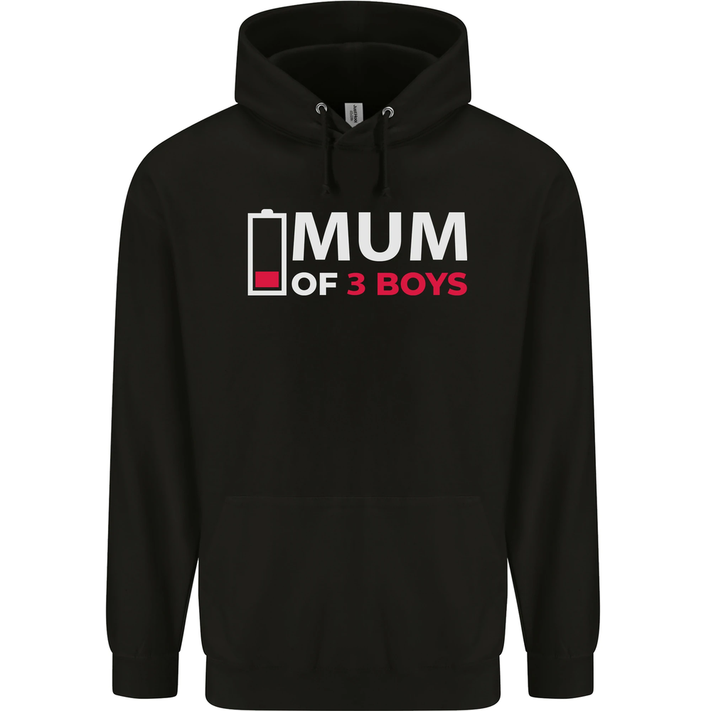 Mum of 3 Boys Funny Mothers Day Mens 80% Cotton Hoodie
