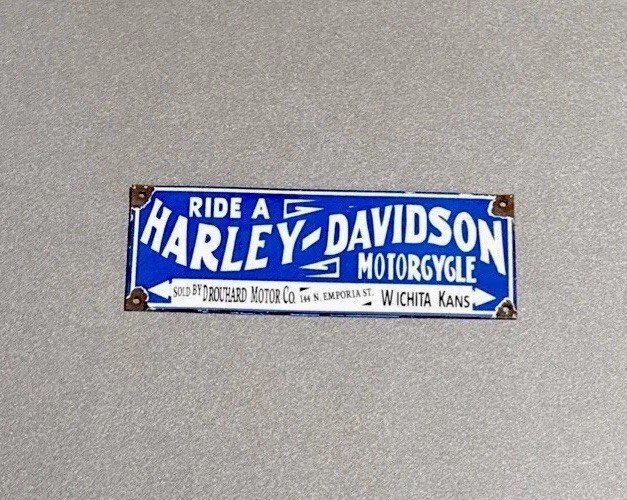 Vintage Harley Davidson Dealership Porcelain Sign Car Gas Truck Motorcycle Oil