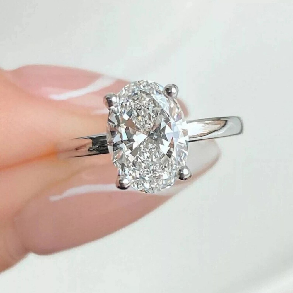 1.50Ct Oval Lab Diamond Engagement Ring in 14K White Gold Plated
