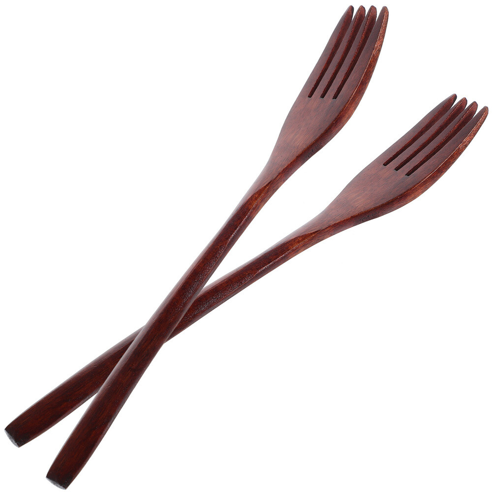 2 Pcs Concelery Wooden Forks Cooking Appetizer Tableware Man