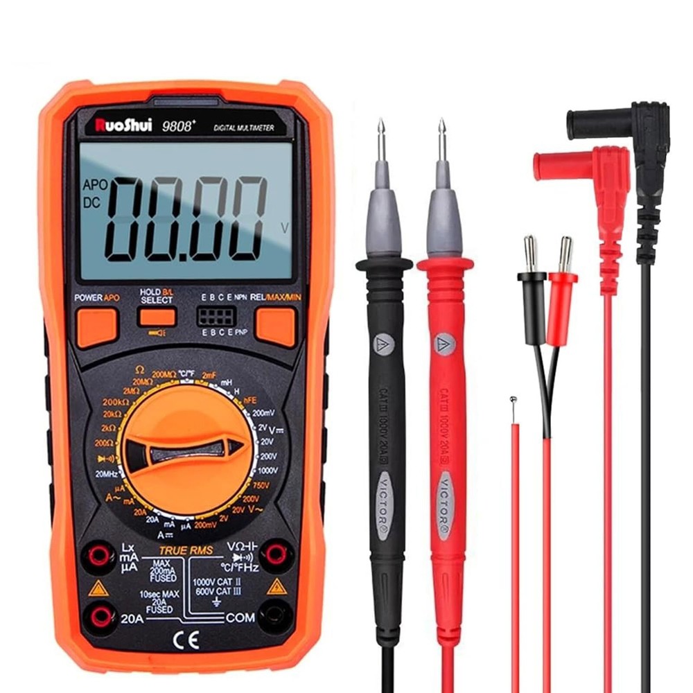 9808+ Digital Capacitor Meter Multimeter 2000uF Capacitance Inductance Resist...