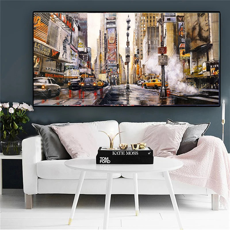 Abstract City Street Landscape Prints Poster Canvas Paintings Wall Art
