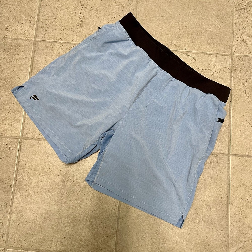 Fabletics Shorts Mens XL Blue Lightweight Lined Running Athletic Zip Pockets