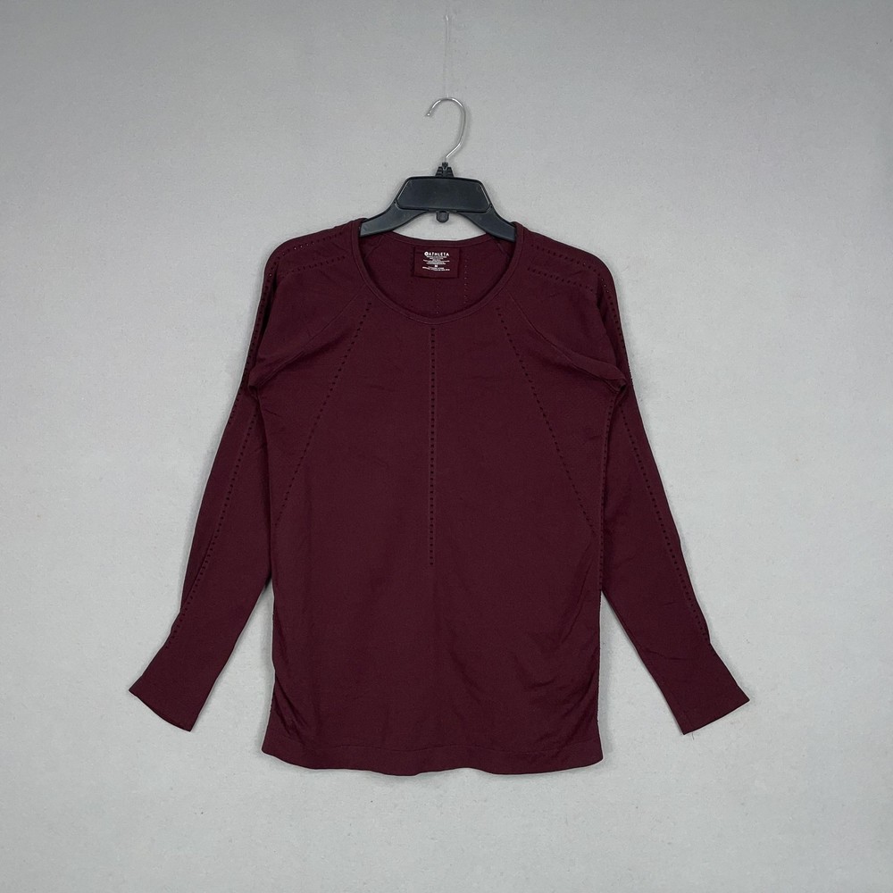 Athleta Shirt Womens Medium Burgundy Seamless Foothill Perforated Athletic Gym
