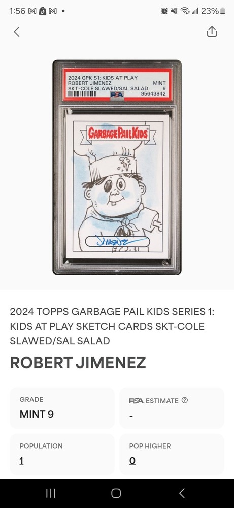 Graded PSA 9 2024 Garbage Pail Kids S1: Kids At Play Robert Jimenez Artist...