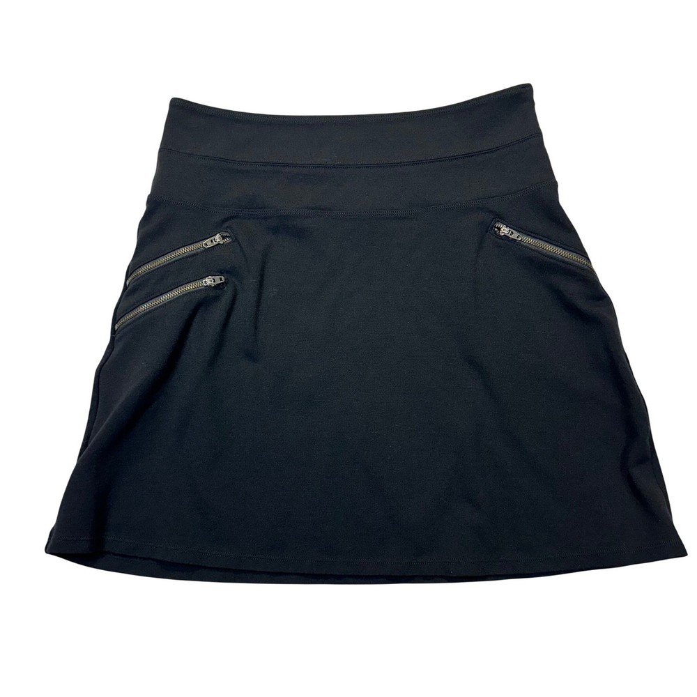 Athleta Womens Black Athletic Skort Side Zip Triple Zipper Pockets Mini Skirt