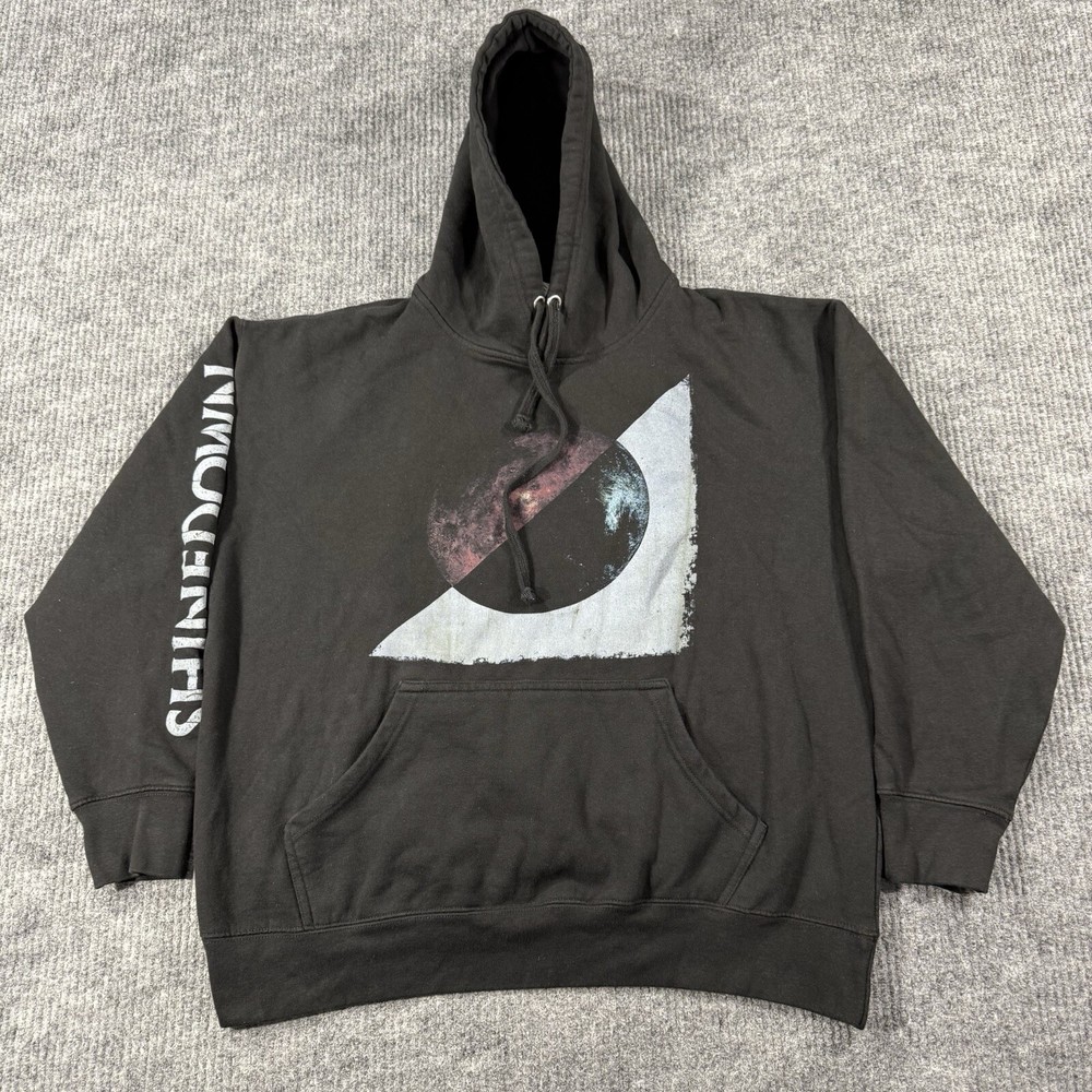 VTG Shinedown Band Hoodie Black Pullover No Peace Planet Zero Album Unisex Sz XL