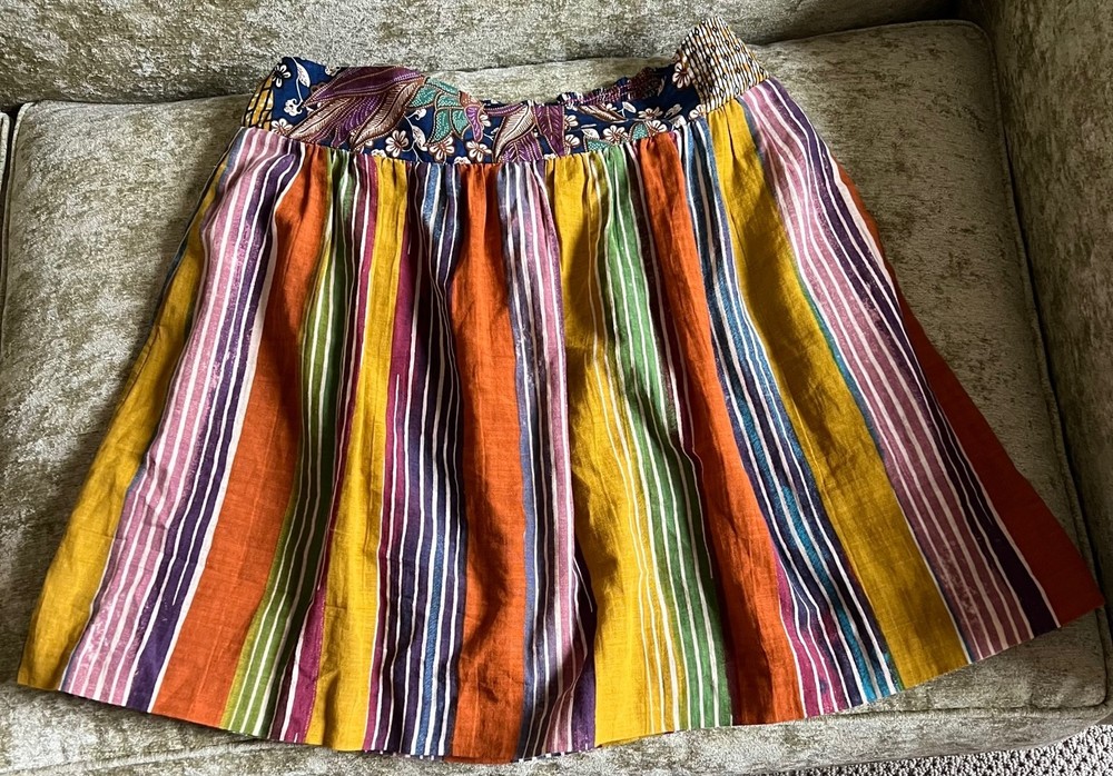 Anthropologie edme & esyllte Cotton Muti-colored Stripe Sz 6 Lined Pull-on Skirt