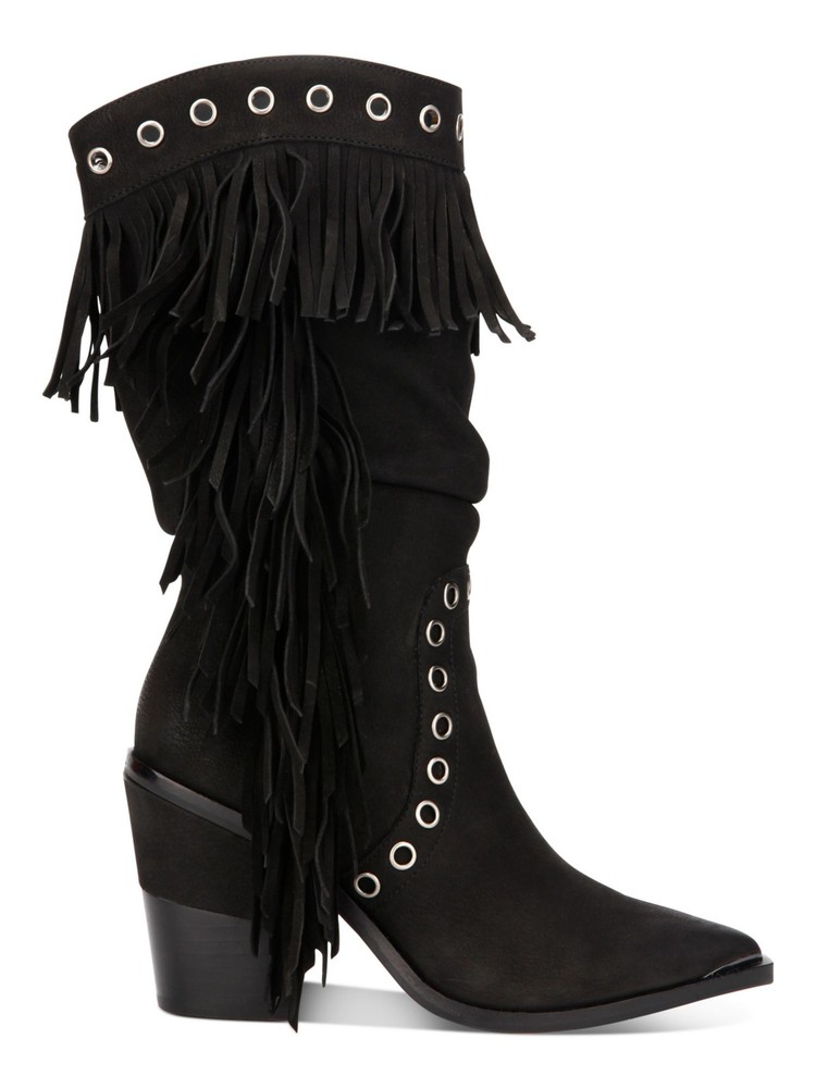 Botas KENNETH COLE NEW YORK para mujer negras con flecos y tacón oeste 5,5 M