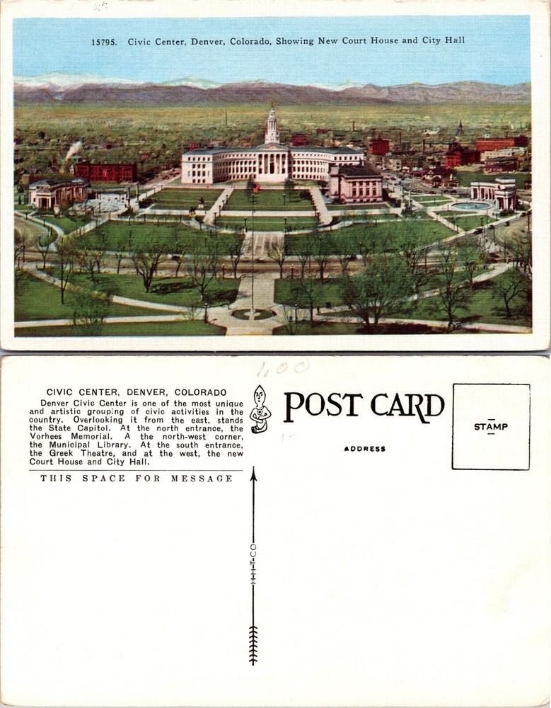 Civic Center Courthouse and City Hall Denver Colorado CO Postcard