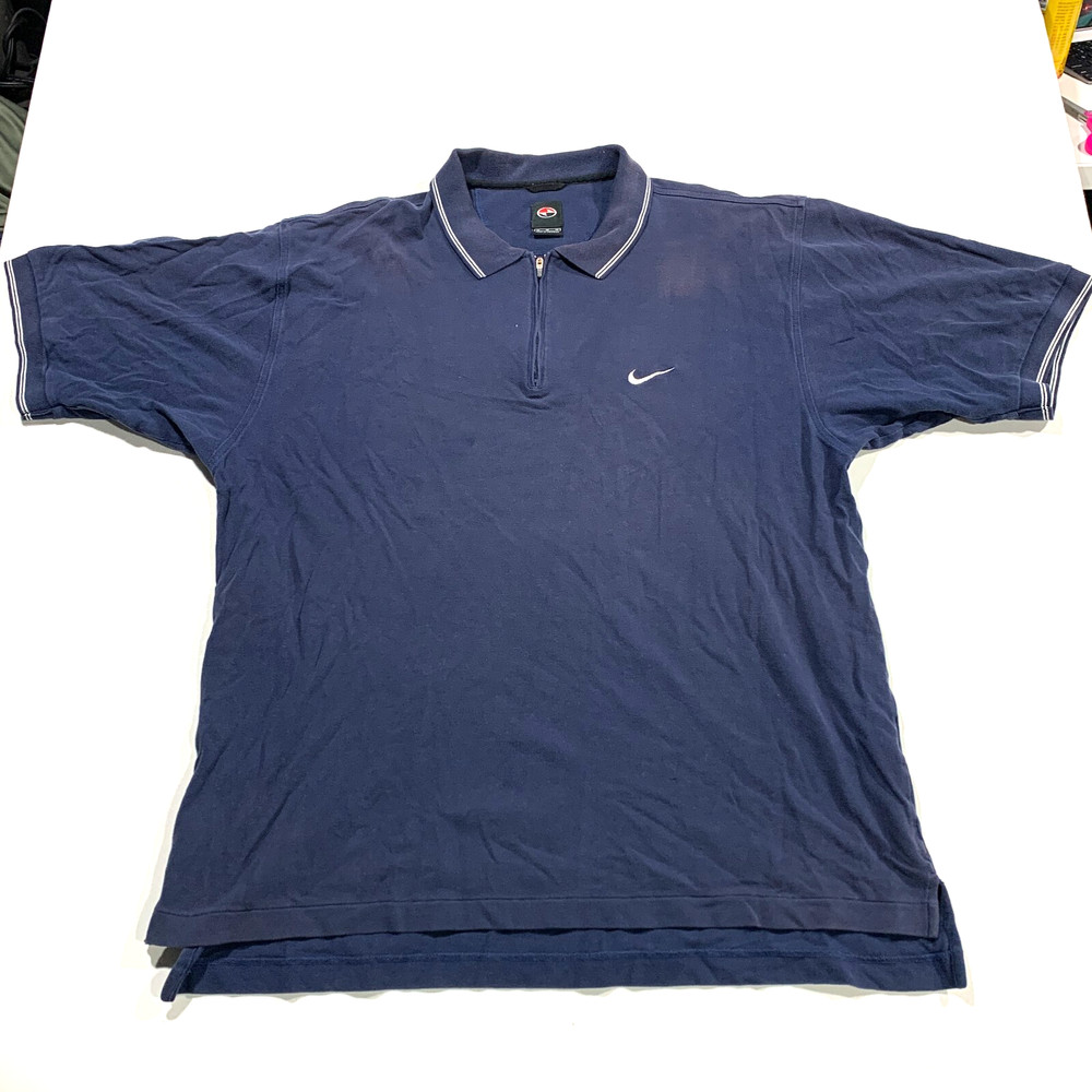 Vintage 90s Tiger Woods YIN YANG Logo Nike Polo Shirt Mens XL Navy 1/4 Zip Golf