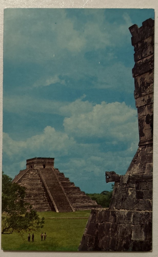 Vtg Chichen Itza Yucatan Mexico Postcard Tourism The Castillo From Jaguar Temple
