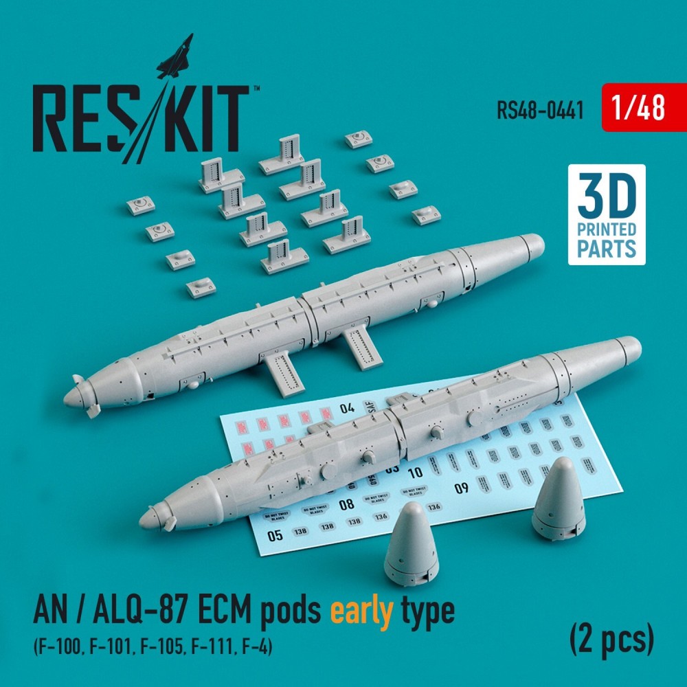 AN/ALQ-87 ECM Pods Early (2) F-100 F-101 F-105 1/48 3D ResKit RS48-0441
