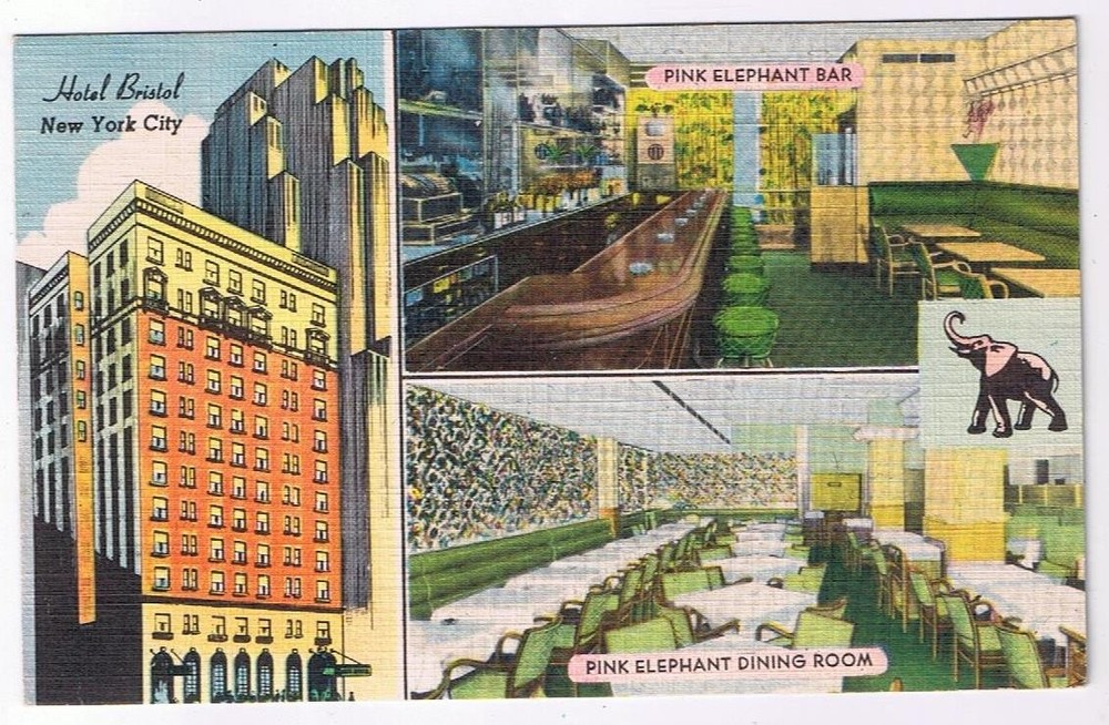 Postcard Hotel Bristol New York City Pink Elephant Bar & Dining Room